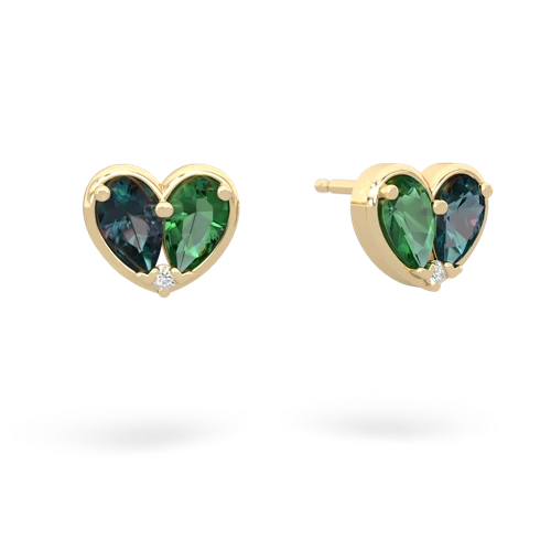 alexandrite-lab emerald one heart earrings