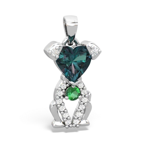 alexandrite-lab emerald birthstone puppy pendant