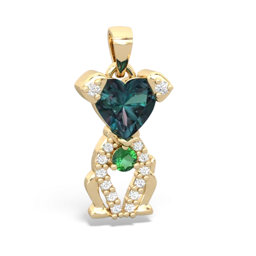 alexandrite-lab emerald birthstone puppy pendant