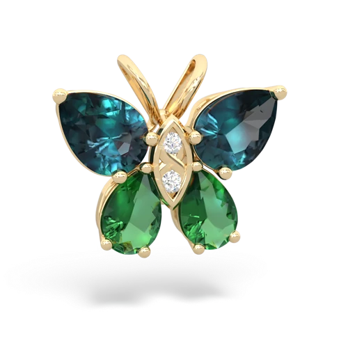 alexandrite-lab emerald butterfly pendant