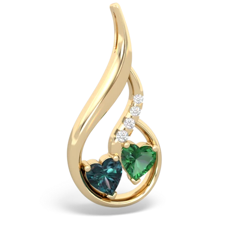 alexandrite-lab emerald keepsake swirl pendant