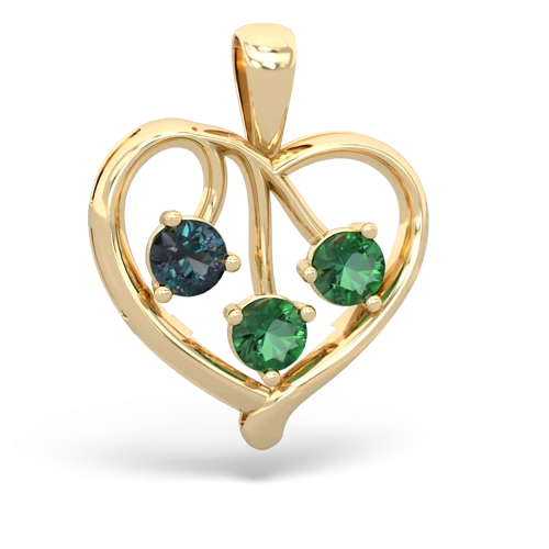 alexandrite-lab emerald love heart pendant