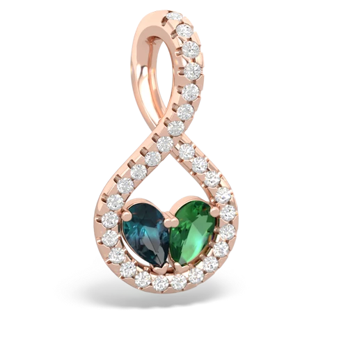 alexandrite-lab emerald pave twist pendant