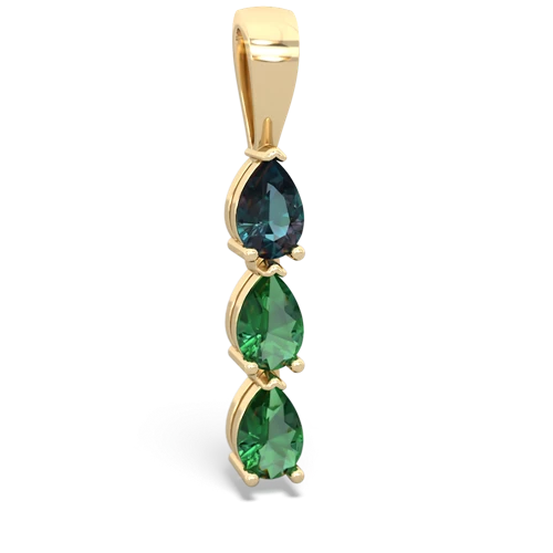 alexandrite-lab emerald three stone pendant