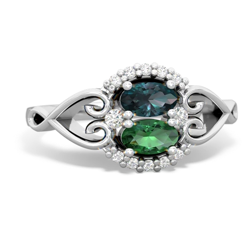 alexandrite-lab emerald antique keepsake ring