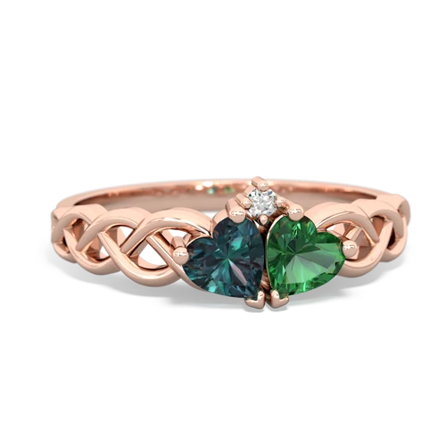 alexandrite-lab emerald celtic braid ring