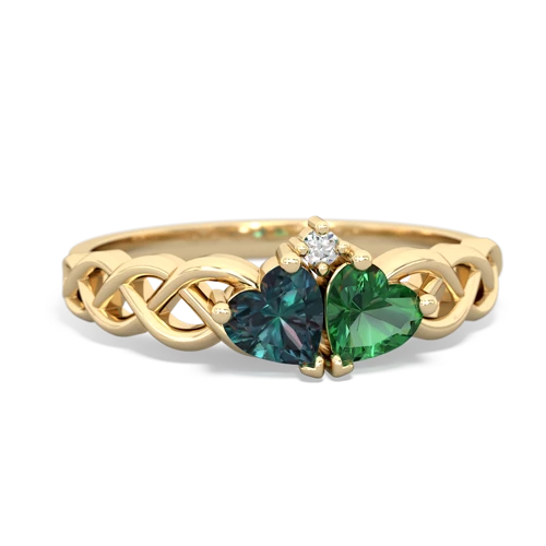 alexandrite-lab emerald celtic braid ring