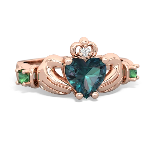 alexandrite-lab emerald claddagh ring