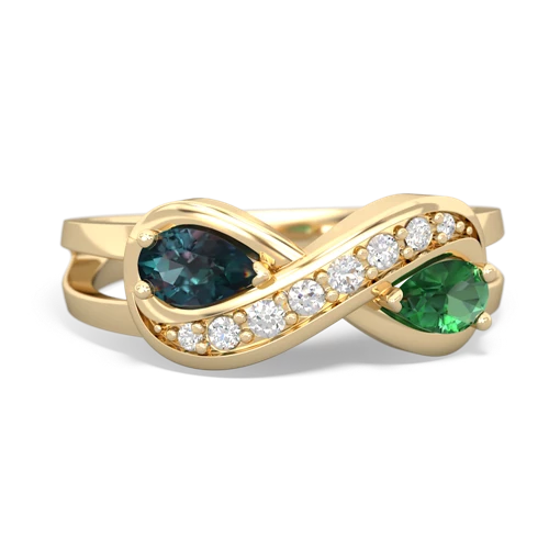 alexandrite-lab emerald diamond infinity ring