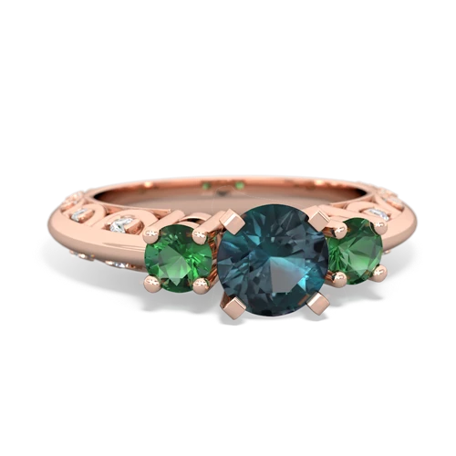 alexandrite-lab emerald engagement ring