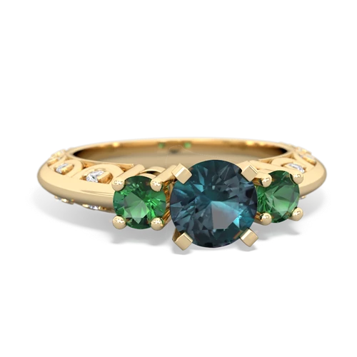 alexandrite-lab emerald engagement ring