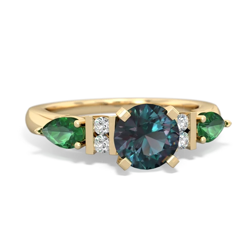 Lab Alexandrite Lab Created Alexandrite with Lab Created Emerald and Genuine Opal Engagement ring Ring