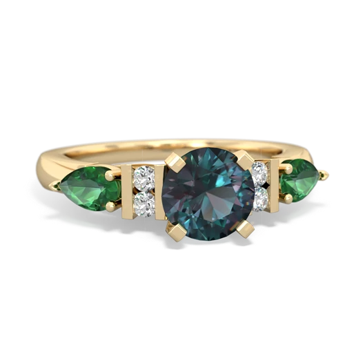 alexandrite-lab emerald engagement ring