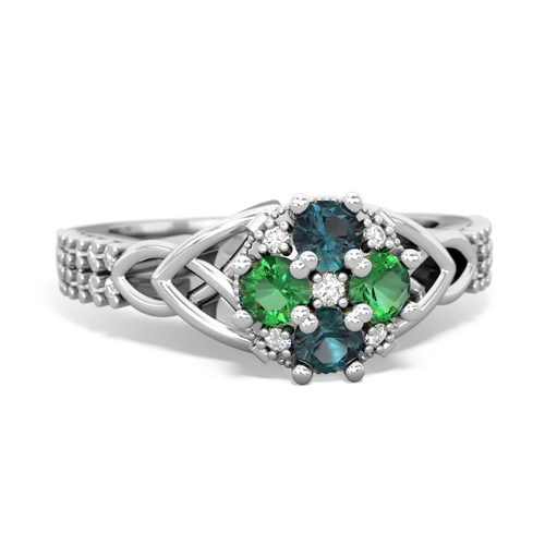 alexandrite-lab emerald engagement ring