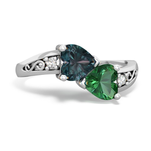 alexandrite-lab emerald filligree ring