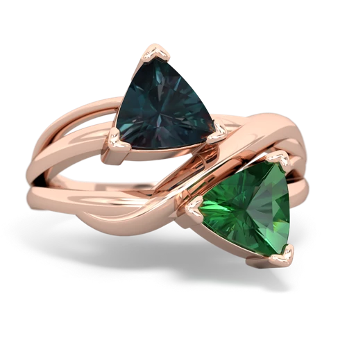 alexandrite-lab emerald filligree ring