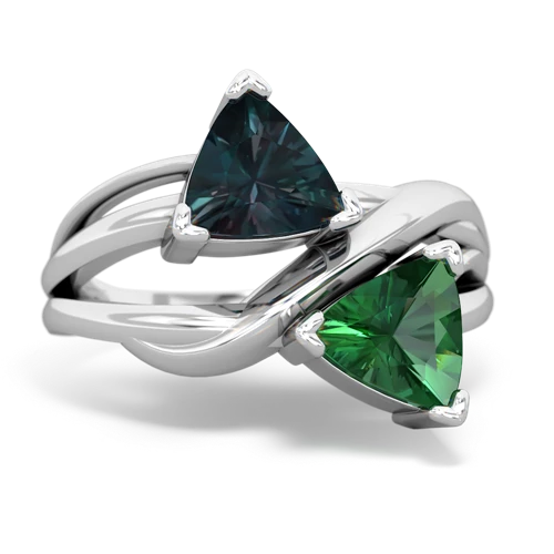 alexandrite-lab emerald filligree ring