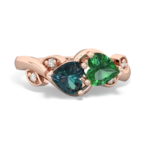 alexandrite-lab emerald floral keepsake ring
