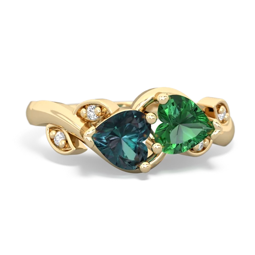 alexandrite-lab emerald floral keepsake ring