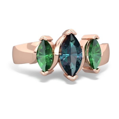 alexandrite-lab emerald keepsake ring