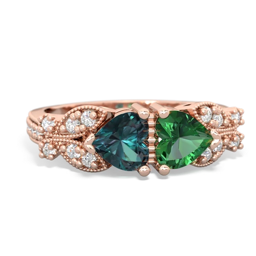 alexandrite-lab emerald keepsake butterfly ring