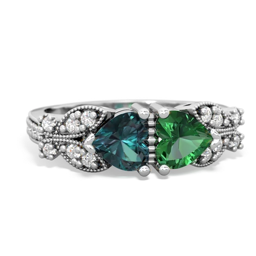 alexandrite-lab emerald keepsake butterfly ring