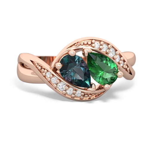 alexandrite-lab emerald keepsake curls ring