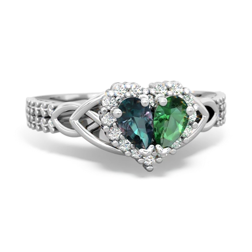 alexandrite-lab emerald keepsake engagement ring