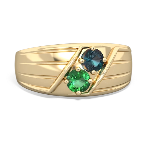 alexandrite-lab emerald mens ring