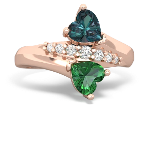 alexandrite-lab emerald modern ring