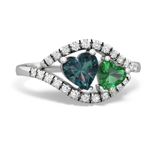 alexandrite-lab emerald mother child ring