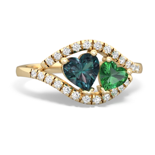 alexandrite-lab emerald mother child ring