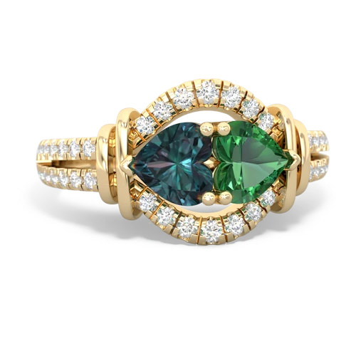 alexandrite-lab emerald pave keepsake ring