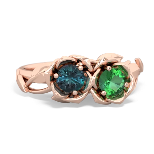 alexandrite-lab emerald roses ring