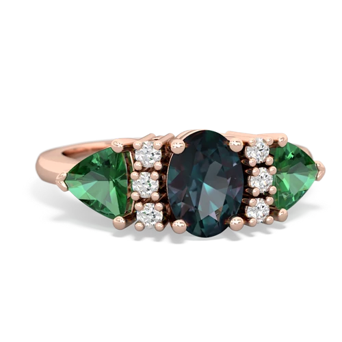 Lab Alexandrite Lab Created Alexandrite with Lab Created Emerald and Genuine Ruby Antique Style Three Stone ring Ring