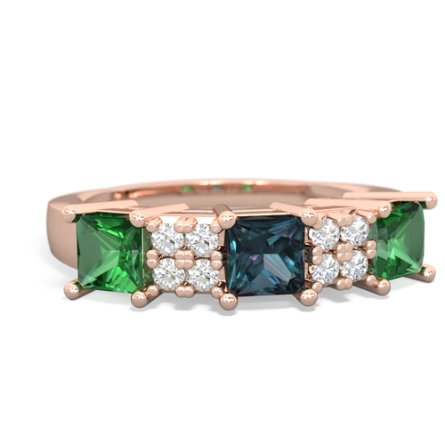 Lab Alexandrite Lab Created Alexandrite with Lab Created Emerald and Genuine Opal Three Stone ring Ring