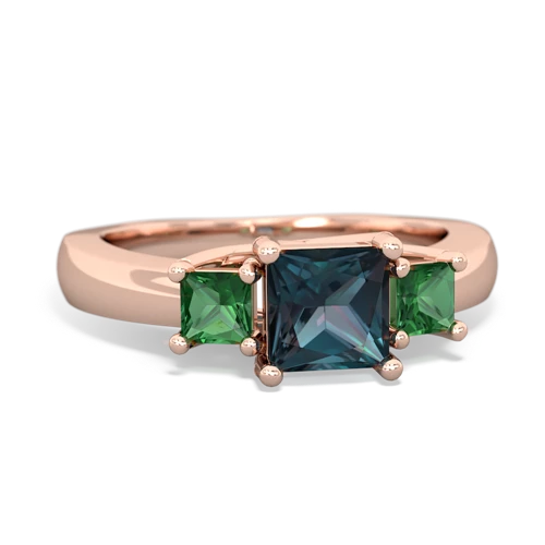 Lab Alexandrite Lab Created Alexandrite with Lab Created Emerald and Genuine Ruby Three Stone Trellis ring Ring