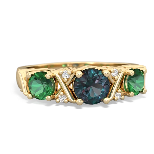 Lab Alexandrite Lab Created Alexandrite with Lab Created Emerald and Genuine Ruby Hugs and Kisses ring Ring