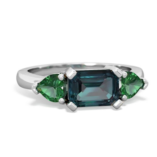 Lab Alexandrite Lab Created Alexandrite with Lab Created Emerald and Genuine Ruby Three Stone ring Ring