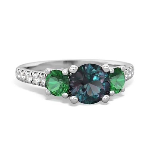 Lab Alexandrite Lab Created Alexandrite with Lab Created Emerald and Genuine Ruby Pave Trellis ring Ring