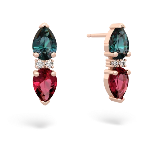 alexandrite-lab ruby bowtie earrings