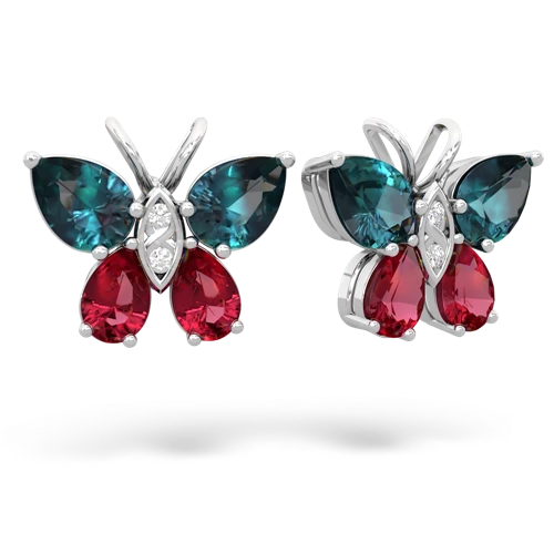 alexandrite-lab ruby butterfly earrings