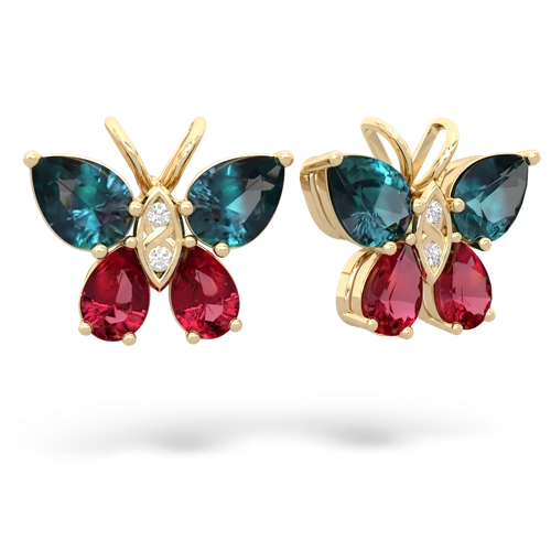 alexandrite-lab ruby butterfly earrings