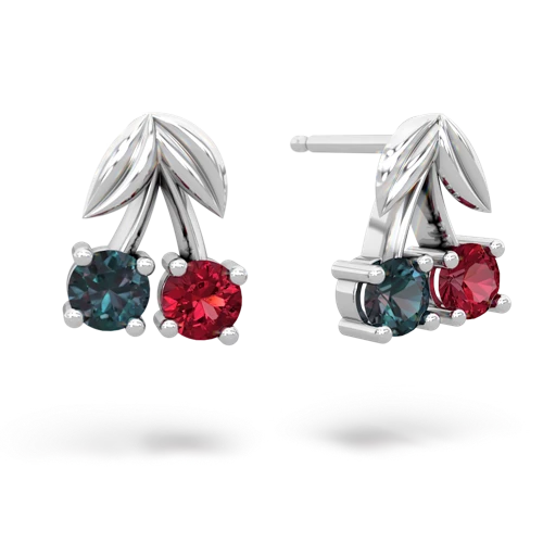 alexandrite-lab ruby cherries earrings