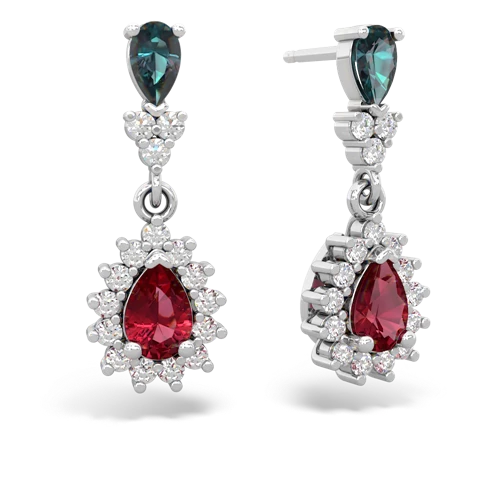 alexandrite-lab ruby dangle earrings