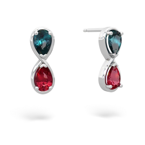 alexandrite-lab ruby infinity earrings