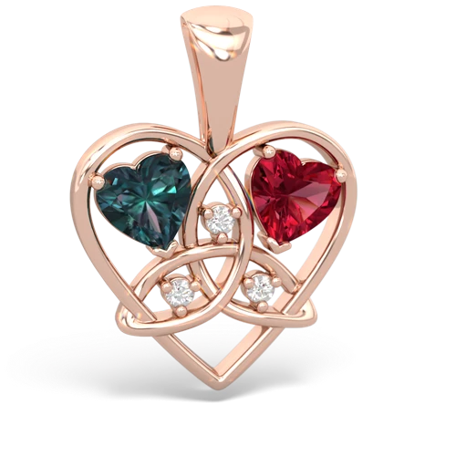 alexandrite-lab ruby celtic heart pendant
