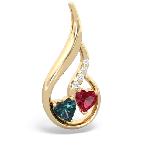 alexandrite-lab ruby keepsake swirl pendant