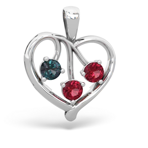alexandrite-lab ruby love heart pendant