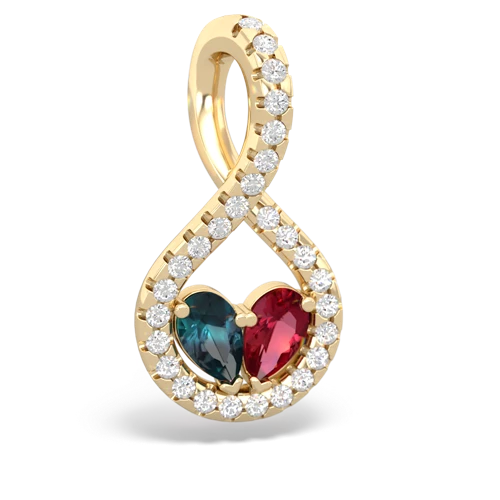 alexandrite-lab ruby pave twist pendant